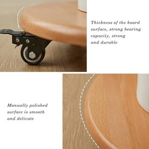 Chariot à plantes en bois robuste avec roues, déplaceur de pots ronds, chariot à plantes pour pots d'intérieur et d'extérieur - Product Image 4