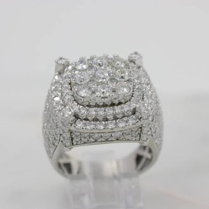 Bague fine Hip Hop de luxe en Moissanite VVS, plaquée Rhodium, personnalisable, disponible au meilleur prix - Product Image 2