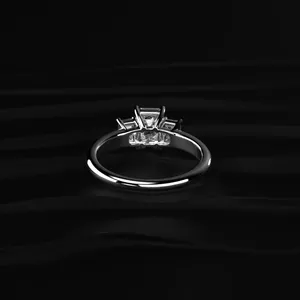 3 Stone Lab Grown Emerald Cut Diamond 14K Gold Luxury Ring Premium Sparkling Elegant for Women's Royal Look From Indian Supplier - Product Image 4