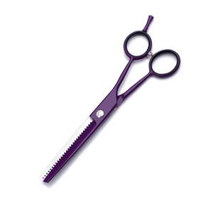 Ciseaux de coiffure professionnels Morje Surgical Purple en acier inoxydable pour droitiers, avec repose-doigts, 28 dents, taille moyenne - Product Image 4