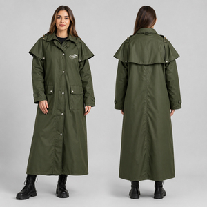Manteau long imperméable et coupe-vent en toile cirée pour femme, style duster, idéal pour l'équitation et les activités de plein air, modèle OEM - Product Image 3