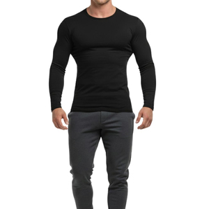 High Quality Solid Color Compression Shirt for <b>Men</b> Performance <b>Stretch</b> Gym Sports Wear Regular Fit Quick Dry Breathable - Product Image 2