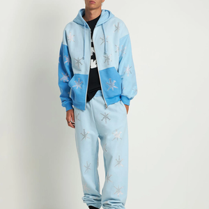 Sudaderas Personalizadas para Hombre con Pedrería, Sudadera con Doble Cremallera, Sudadera con Capucha de Alta Calidad, Servicio OEM - Product Image 5