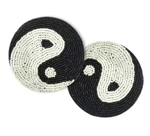 Luxury Seed Beads Beaded Embroidery Table Coaster Set Handmade Colorful Seed Beads Embroidered Drink Coaster - Product Image 2