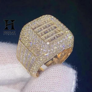 Luxury <b>Iced</b> Out Men's <b>Ring</b> - Baguette and Round Cut Paved Gold Band - Heerak Diamonds Custom Jewelry - Product Image 3