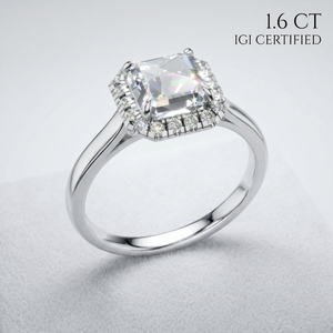 Anillo de Compromiso y Aniversario con Diamante Cultivado en Laboratorio Certificado por IGI de 1.6 CT, Corte Esmeralda, Oro Sólido de 9K, Chapado en Rodio, Joyería Fina para Mujer - Product Image 1