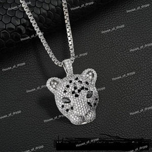 Colgante de Cabeza de Leopardo con Incrustaciones de Diamantes Moissanite, Tono Plata 925, Cadena Hip Hop, Joyería de Lujo, Regalo - Product Image 2
