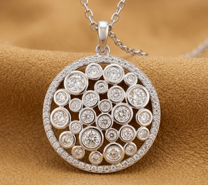 Collar de Plata de Ley con Diseño Disperso de Moissanita Platineve, Chapado en Oro Blanco, Moderno y Minimalista para Mujer, Certificado - Product Image 1