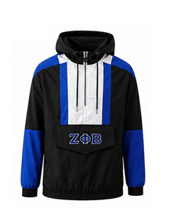 เสื้อแจ็คเก็ตวินด์เบรกเกอร์ผ้าฟลีซปักลาย Zeta Phi Beta Sorority สำหรับผู้หญิง  แบบมีซิปครึ่งตัว  งานปัก ZPB Soror  ผลิตตามสั่ง  สไตล์วินเทจ  แห้งเร็ว - Product Image 1