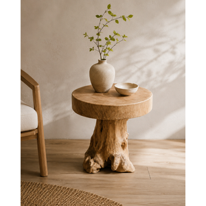ARTERRA Premium Teak Wood Mushroom Side <b>Table</b> Round Accent <b>Table</b> Modern Organic End <b>Table</b> for Living Room - Product Image 4