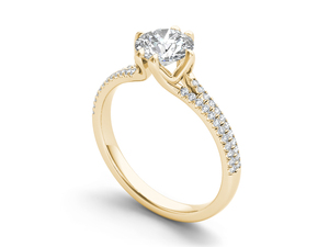 Anillo Clásico con Diamante Cultivado en Laboratorio de 1 Quilate, Corte Redondo, Certificado IGI, VS1, Color E, Oro de 14K, Diseño de Flor, para Boda, Compromiso o Aniversario - Product Image 3