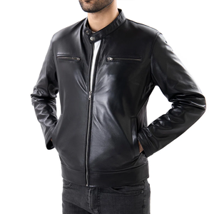 Vestes en cuir véritable pour hommes et garçons, design personnalisé, en cuir de vachette original, chaudes, noires, vente en gros - Product Image 5