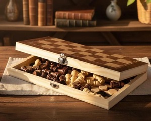 ILAHI's Eco-Friendly Rustic Polished Rectangle <b>Chess</b> <b>Board</b> Game 100% Handmade Pure Wood Animal/Love Style Customized Size <b>Chess</b> - Product Image 5