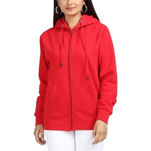 Haute qualité fermeture éclair coton Streetwear à capuche femmes pleine fermeture éclair à capuche à manches longues poches veste à capuche pour les femmes - Product Image 1