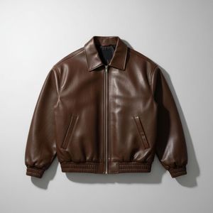 OEM Wholesale High Quality Customized Logo Customized Color Shiny Waterproof Canvas Stand Collar <b>Winter</b> <b>Leather</b> <b>Jacket</b> for Men - Product Image 1