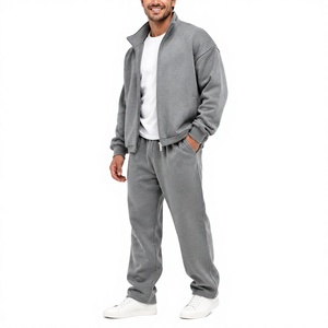 Men's Bonded Tech Fleece Zip-Up Hoodie and Jogger <b>Pants</b> Set Spring Casual Tracksuit - Product Image 1
