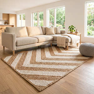 Grand tapis en jute noir tressé pour la décoration contemporaine du salon et du bureau à domicile - Product Image 6