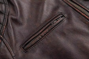 Men's <b>Brown</b> Genuine <b>Leather</b> Motorcycle <b>Jacket</b> Turn-down Collar Slim Fit Windproof Autumn Wear - Product Image 6