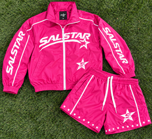 Custom Women’s <b>Pink</b> <b>Tracksuit</b> <b>Set</b> with Crop Windbreaker Jacket & Shorts Sportswear Activewear 2 Piece <b>Set</b> OEM ODM Wholesale - Product Image 6