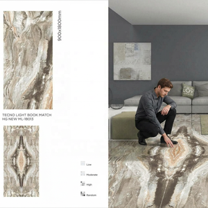 Guangzhou Foshan 900x1800mm Azulejos de porcelana pulida 36x72 Cubierta de pared 3x6 pies Azulejos de piso Techno Light Book Match Uso en el baño - Product Image 1