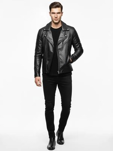 Chaqueta de Motociclista de Cuero Negra para Hombre - Product Image 3