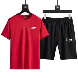 Logotipo personalizado verano hombres deportes manga corta Camisetas y pantalones cortos conjunto de cuello redondo entrenamiento gimnasio correr conjunto para hombres y mujeres - Product Image 1