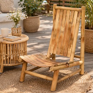 Fauteuil bas en bambou naturel, fauteuil lounge en bambou fait main, mobilier d'extérieur écologique pour jardin, patio, plage, complexe hôtelier - Product Image 1