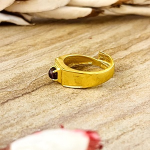 Modern Style Minimal Gemstone <b>Ring</b> Minimalist Brass <b>Rings</b> <b>Men</b> 18k Gold Plated Geometric Band Simple Solitaire Wholesale/OEM/ODM - Product Image 4