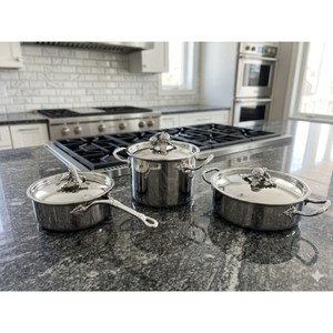 Newly Arrival Latest Designer Hammered Texture Best Quality Stainless Steel Ruffoni Luxury Casseroles Set For All Type Stoves - Product Image 2