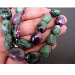 Perles de pierres précieuses en zoïsite rubis naturel, lisses et ovales, pour la fabrication de bijoux, en vrac - Product Image 3