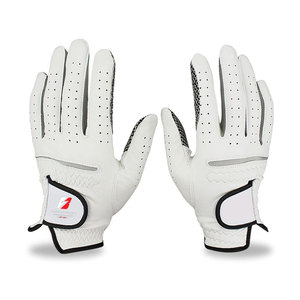 Guantes de golf de cuero genuino, color blanco, transpirables, con cierre de gancho y bucle, ropa deportiva unisex - Product Image 2