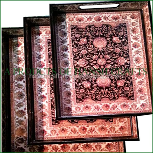 Bandeja Rectangular Floral para Servir |   Juego de bandejas decorativas impresas con asas para cocina, comedor, té, café, aperitivos, restaurante, hogar - Product Image 3