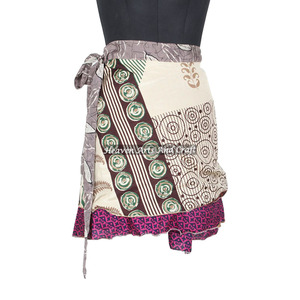 New <b>Gypsy</b> Hippie Boho India Retro Paisley Silk Casual Wrap Short <b>Skirt</b> Women Wear Vintage Silk Sari Short Length Wrap Silk Sari - Product Image 1