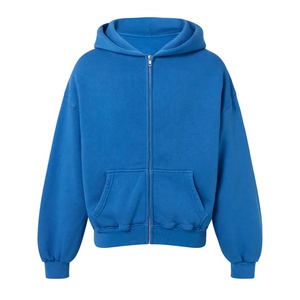 Sweat-shirt d'hiver personnalisé OEM pour homme, à fermeture éclair, <span class=keywords><strong>bleu</strong></span> royal, entièrement zippé, en molleton épais 100 % coton, couleur et taille personnalisables - Product Image 1