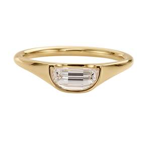 14k Gold Diamond Ring Emerald Cut prong Setting Minimalist Engagement Women's floral Style - Product Image 1