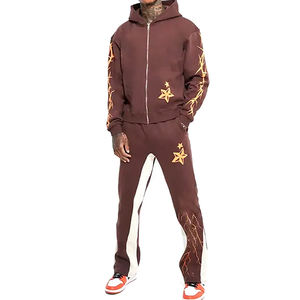 Chándal informal para hombre con cremallera y estilo acampanado, con logotipo personalizado, color marrón, al por mayor, de alta calidad, superventas, el mejor proveedor, servicio OEM - Product Image 1