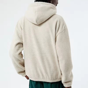 <span class=keywords><strong>Felpa</strong></span> con Cappuccio Oversize in Pile Sherpa <span class=keywords><strong>Beige</strong></span> da <span class=keywords><strong>Uomo</strong></span>, Casual con Tasca a Marsupio per l'Inverno - Product Image 4