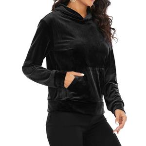 Sweat-shirt à capuche en velours épais pour femme, doux au toucher, coupe décontractée, luxueux, confortable, idéal pour la détente - Product Image 3