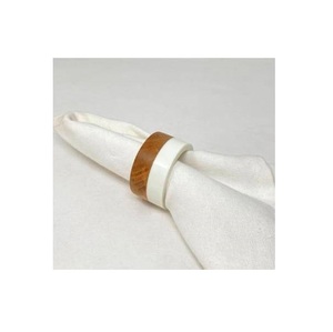 Anneaux et supports de serviettes en résine bicolore modernes personnalisables en gros, blancs, durables et écologiques pour la décoration de table de mariage de luxe - Product Image 1