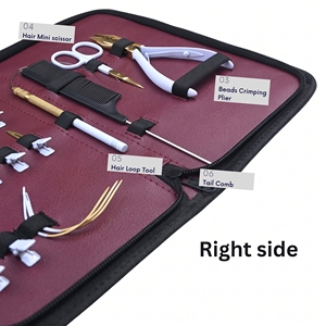 Kit d'outils professionnels tout-en-un pour extensions capillaires : pinces à micro-anneaux, pinces de dépose, coupe-keratine, ciseaux à boucles, pinces à clips - Product Image 5