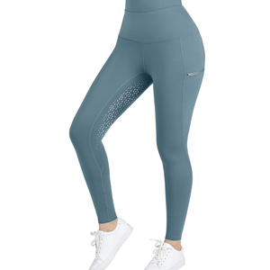 Pantalones de equitación de tela elástica y ajuste cómodo con material transpirable y tacto suave, pantalones de equitación OEM - Product Image 1
