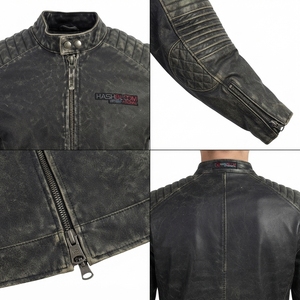 เสื้อแจ็คเก็ตมอเตอร์ไซค์หนังแท้แบบเย็บลายสำหรับทุกเพศ - Product Image 4