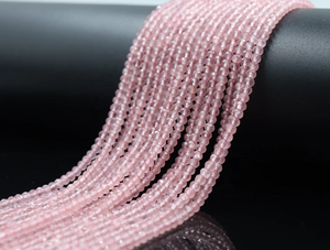 Cuentas Rondelle facetadas de cuarzo rosa Cuentas de cuarzo rosa de 3,5mm Cuentas de cuarzo rosa - Product Image 3