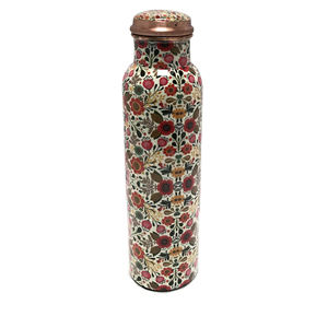 Crimson Peacock Feather Print Water <b>Bottle</b> Artistic Nature Inspired Metal Drinking <b>Flask</b> Designer Travel <b>Bottle</b> Wholesale - Product Image 5