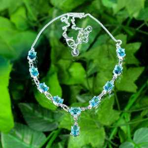 Collier aquamarine fait à la main en argent sterling, pendentif minimaliste, bijoux cadeau pour femmes, design en pierres précieuses fines - Product Image 3