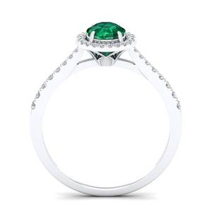 แหวนเพชรทรงกลม REYES IGI Certificate 14K ทองคำแท้ ประดับเพชรรอบวง 0.84 กะรัต พร้อมพลอยมรกตทรงกลมเดี่ยว สำหรับผู้หญิง - Product Image 4