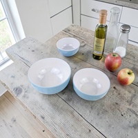 Ensemble de bols en mélamine 3 pièces, ronds, bleu uni, blanc, minimalistes, compatibles lave-vaisselle, assiettes et plats