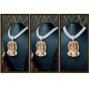 Cadena con Colgante de Jesús Chapado en Oro de Primera Calidad, Estilo Iced Out, para Eventos Nocturnos, Moda y Regalos, Disponible para la Venta - Product Image 1