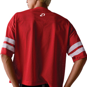 Camisetas de Fútbol Rojas con Cuello en V y Corte Cuadrado para Hombre, Diseño Personalizado de Ropa Urbana de Verano, Camisetas de Fútbol de Malla para Hombre - Product Image 4