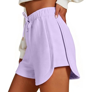 HAMSUB INDUSTRY Women's Lavender Mid Knitted 100% Cotton Anti-Wrinkle Shorts Drawstring <b>Elastic</b> <b>Waist</b> Regular Fit Casual Solid - Product Image 3